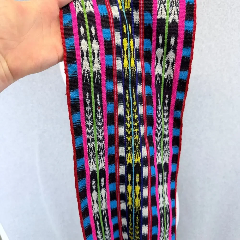 Womens Multicolor Woven Geometric Stripe Scarf Long Fringe Boho Festival Pink