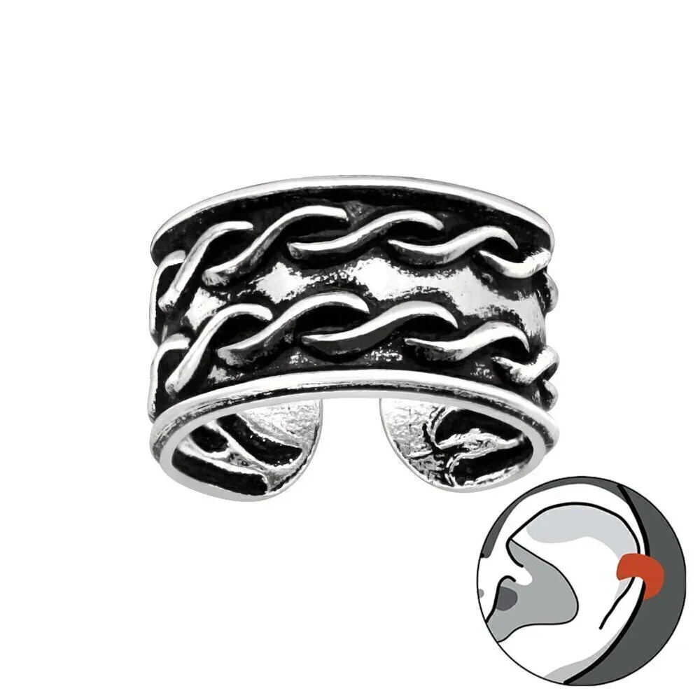 Sterling Silver Double Chain Ear Cuff – Vintage Style, No Piercing Needed​