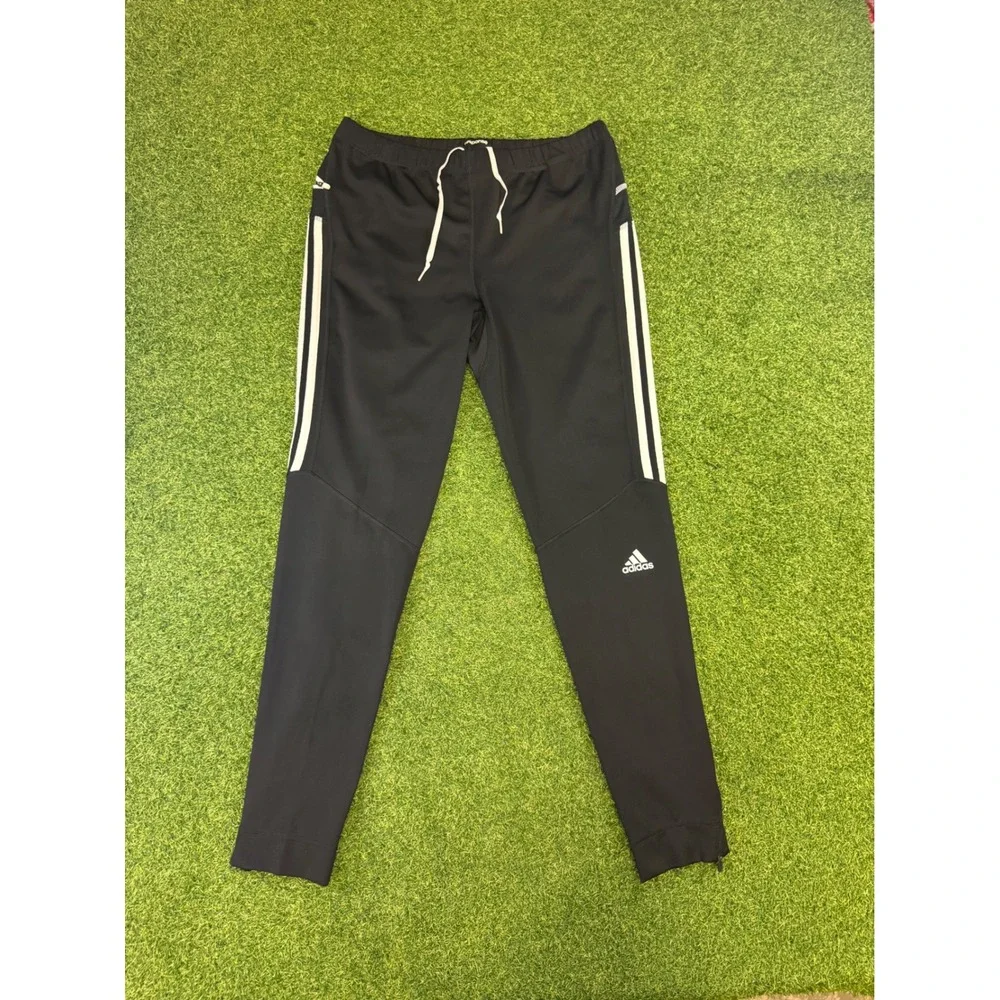 Adidas Response‎ Climalite Track Pants Mens Medium Black White Stripe Joggers