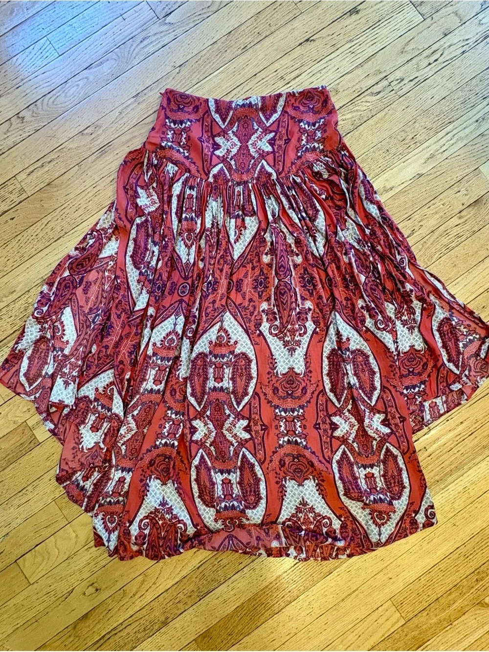 Free People Bohemian flowy High-Slit Maxi Skirt