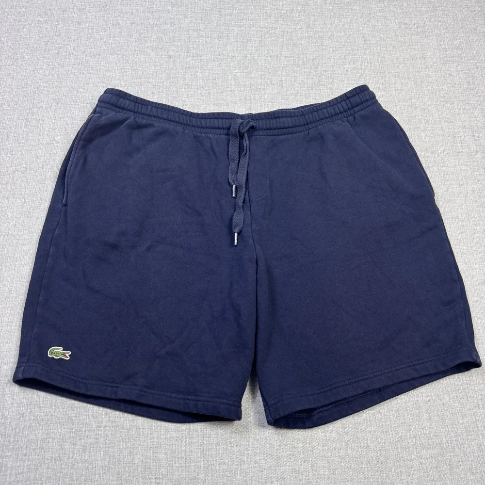 Lacoste Sport‎ Fleece Shorts Mens 2XL Blue Athletic Drawstring Pockets 7 Inseam