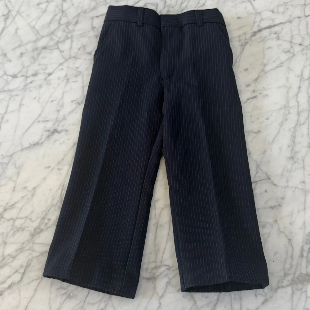 Boys Vintage Navy Pin Striped Dress Pants‎ 3/4Y