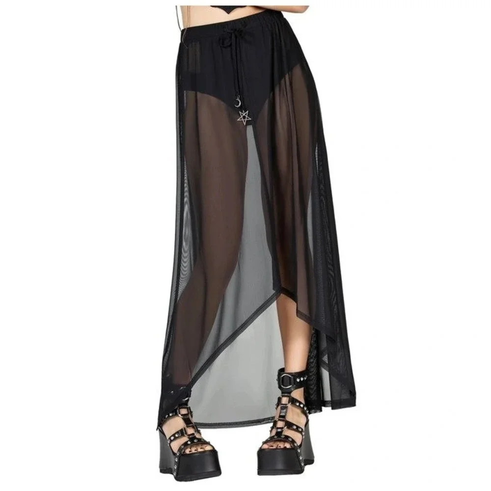 Killstar umbra hi low maxi skirt‎ mesh