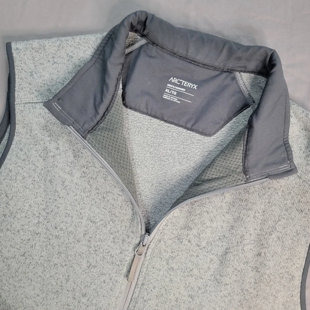 Arcteryx Covert Vest Men's XL Gray Heathered Full Zip Tech Hike Sweater  Outdoor