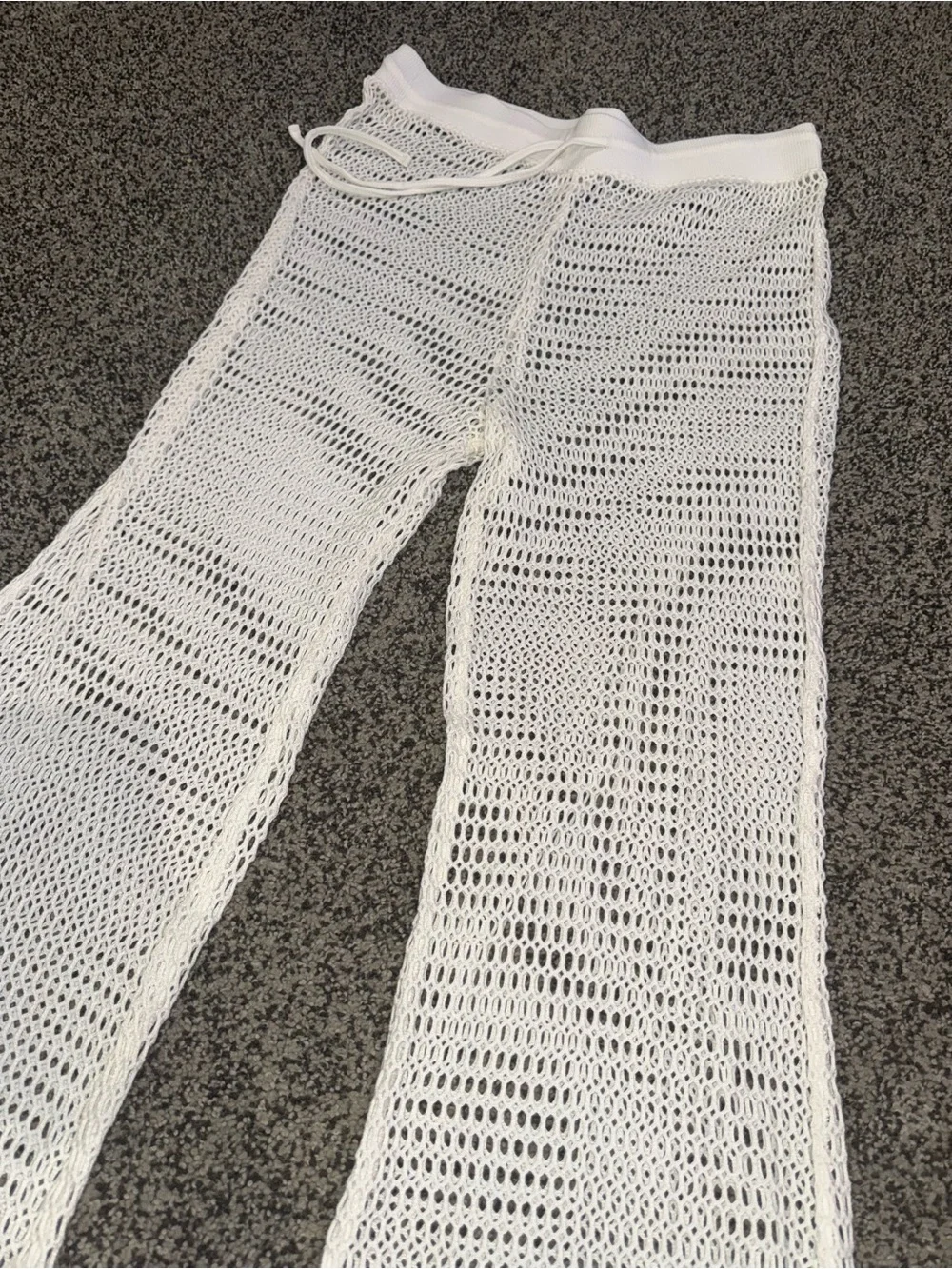 Shade & Shore White Crochet long mermaid pants  Cover-Up