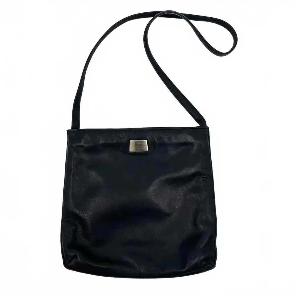 Perlina Black Leather Shoulder Bag | Women’s OS Portable Classic Style