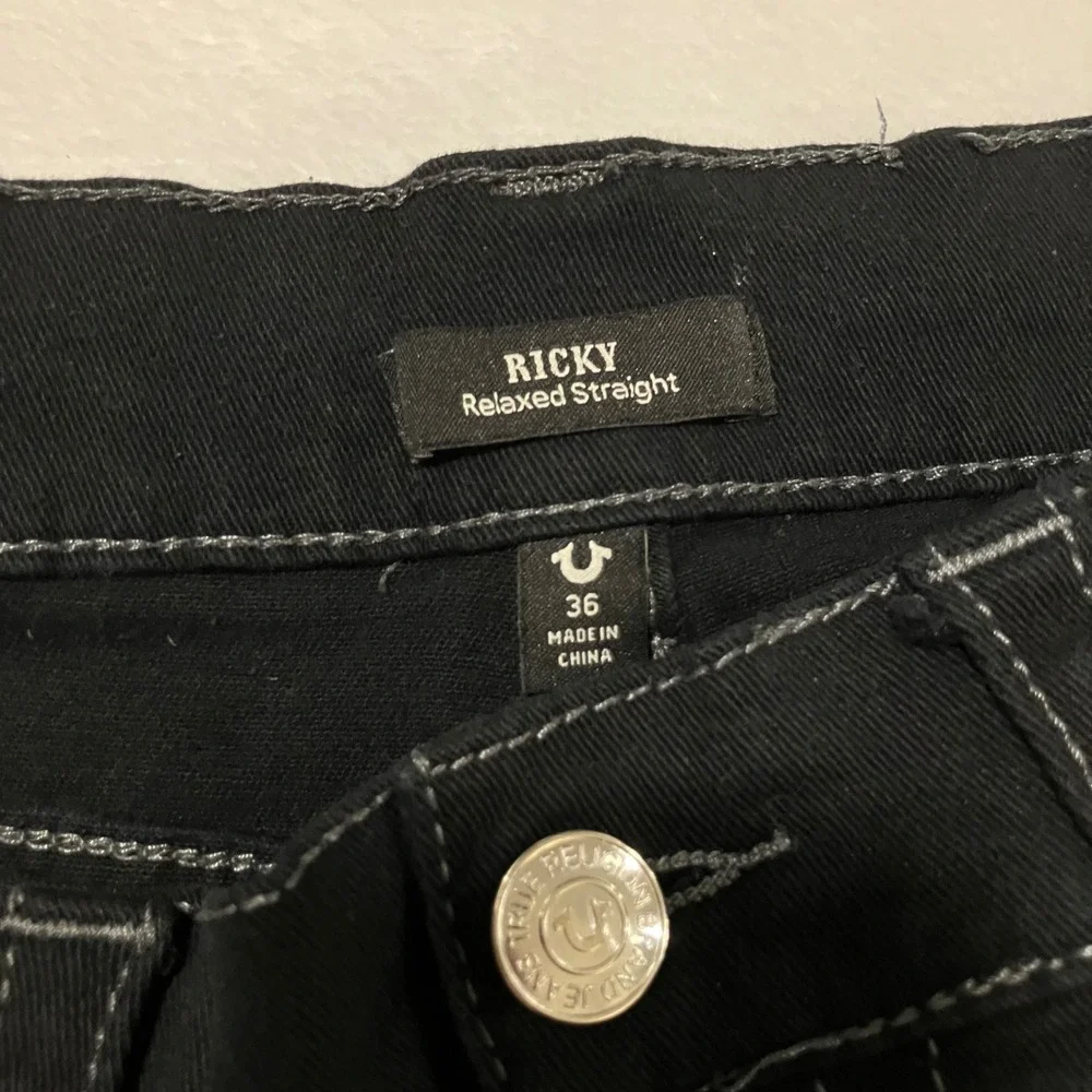 True Religion Ricky Relaxed Straight Jeans Men's Size 36 Black Ricky Flap Pocket