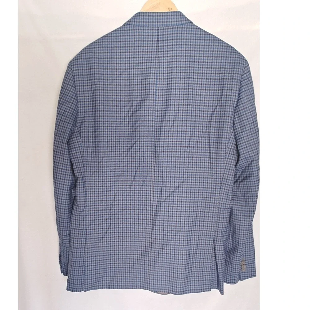 JB Britches Blazer‎ Logan Sport Coat 44R Blue Grey Micro Check Two Button Wool