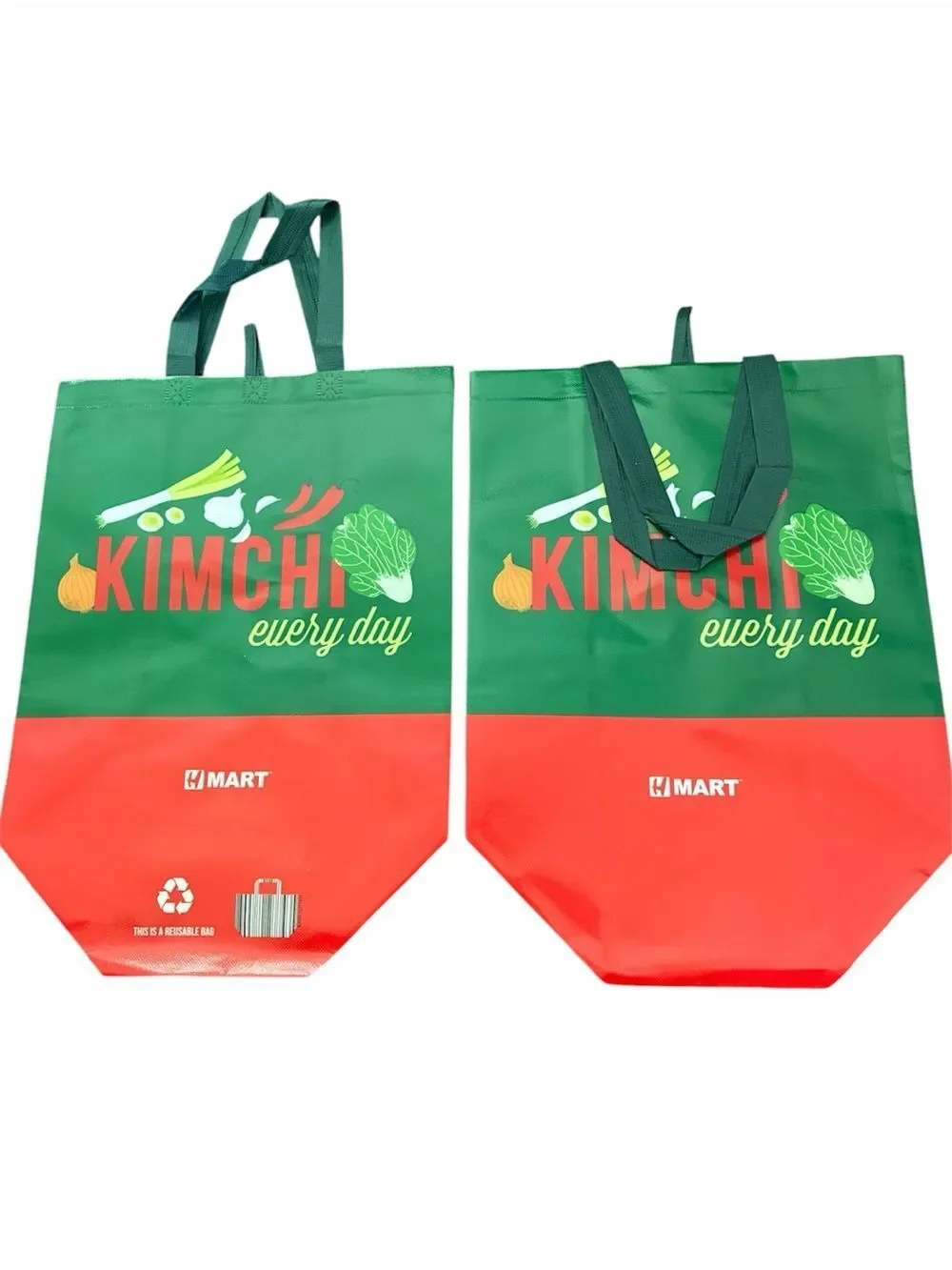 HMart Kimchi Every Day Tote Bag Set (2) – Rare K‑Food Grocery Totes NWOT