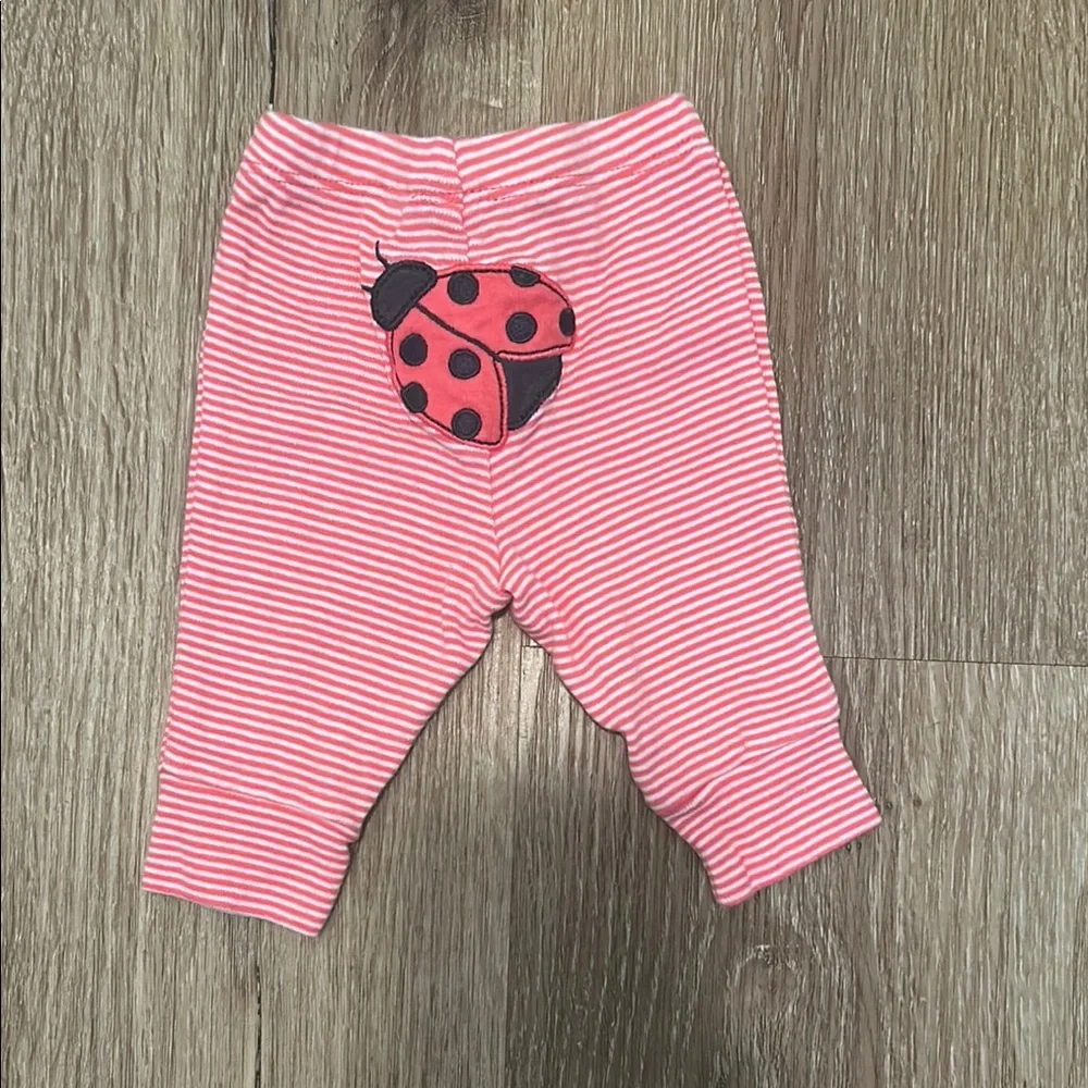 Carter's Pink Striped Leggings with Ladybug