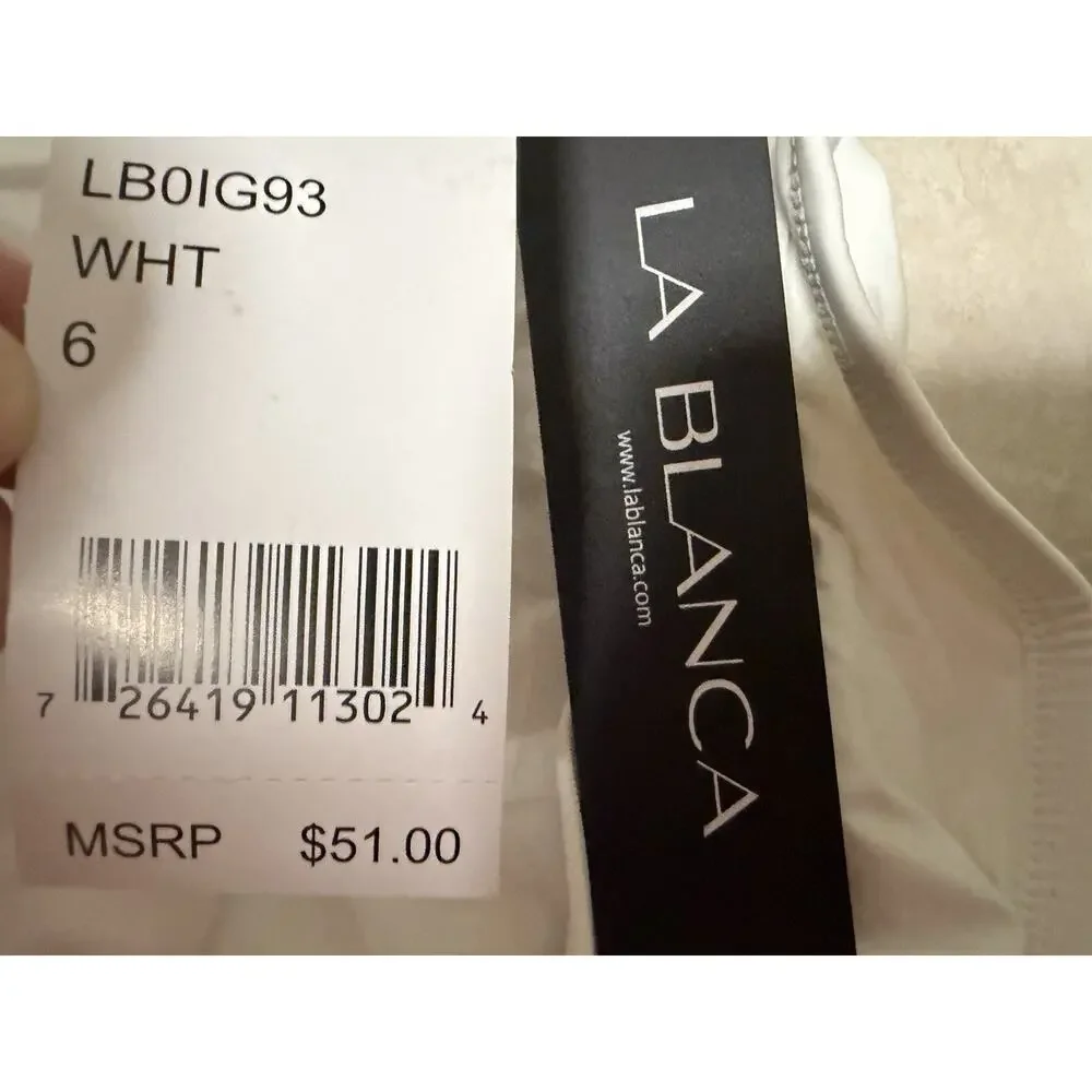 La Blanca White Bikini Bottoms Medium 6 Swim Bottoms Stretch
