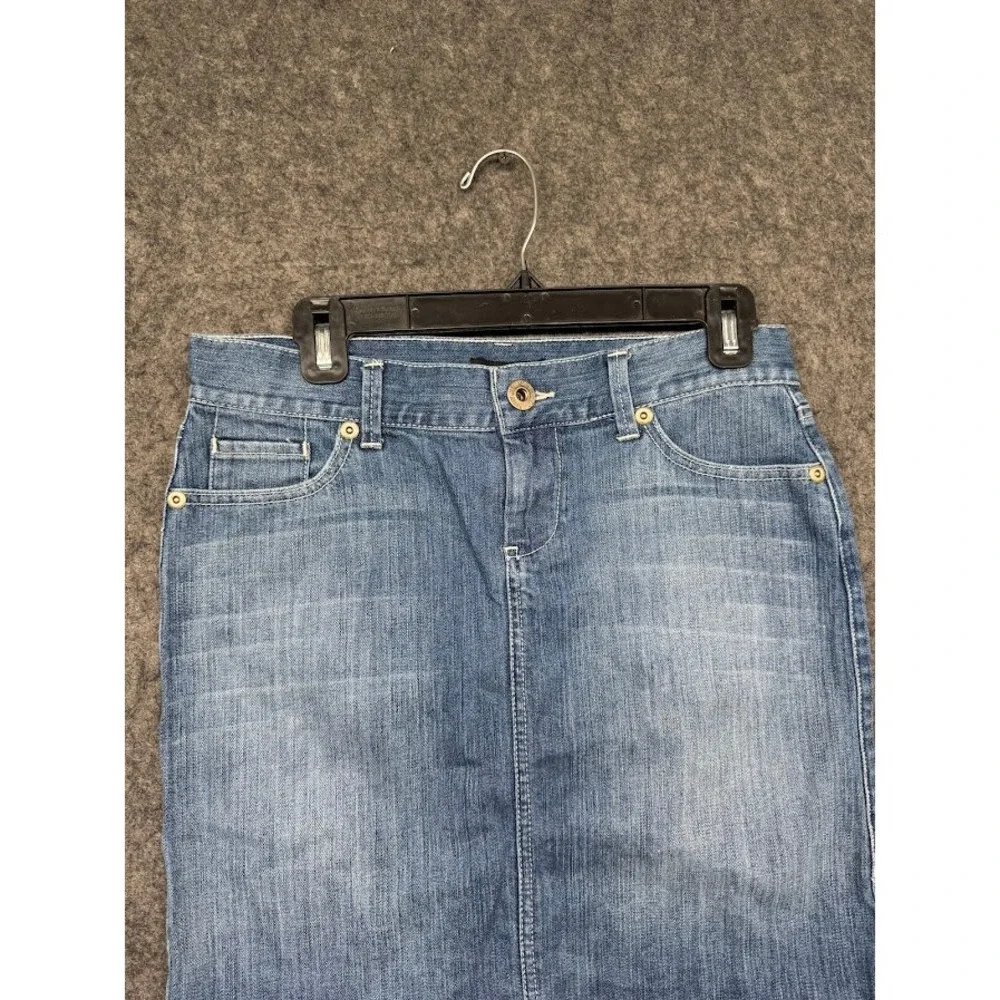 Denim Blue Jean Mini Skirt‎ Medium Wash Paisley Graphic Back Pockets Women 15.5W