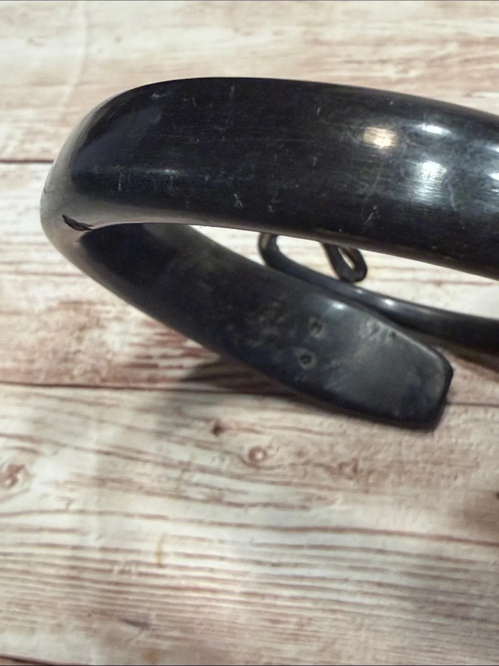 antique Victorian carved horn snake bypass bangle bracelet