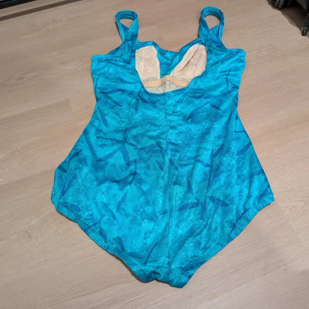 18 Maxine of Hollywood EUC Swimsuit One Piece Ruching High Back Coverage