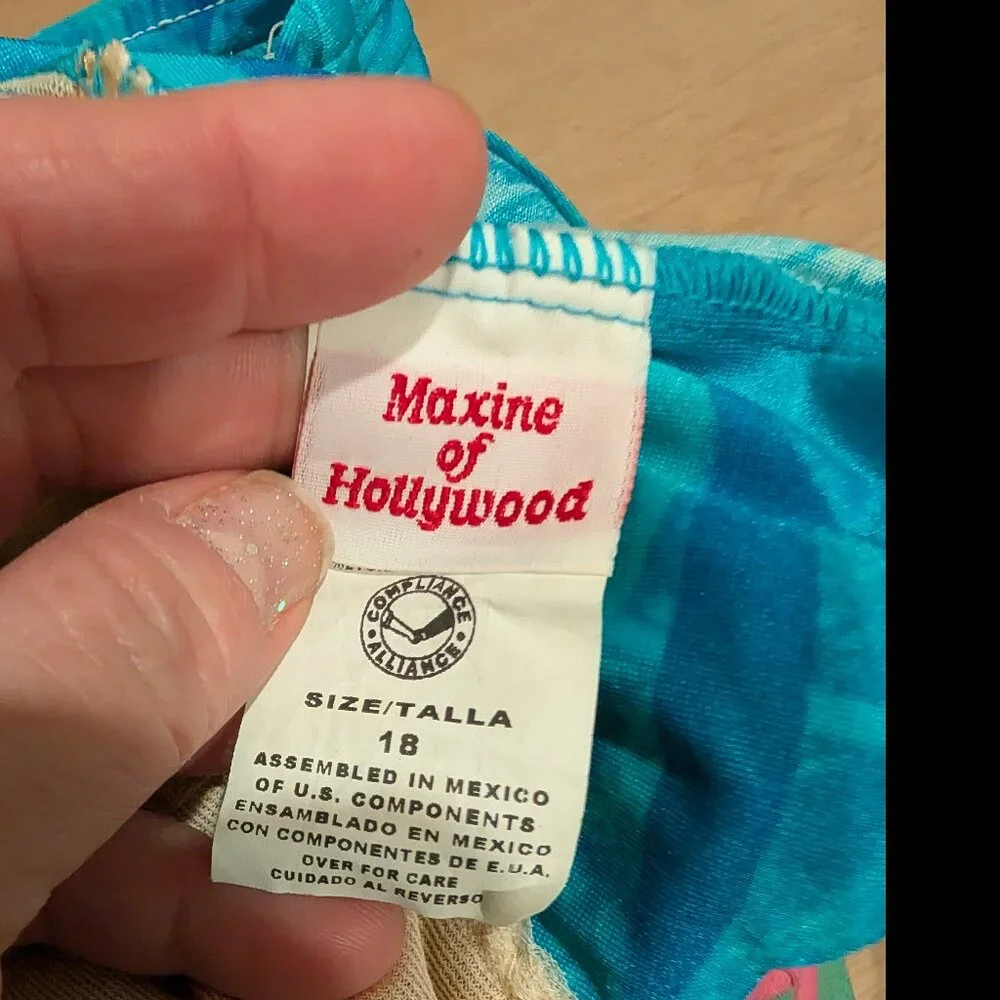 18 Maxine of Hollywood EUC Swimsuit One Piece Ruching High Back Coverage