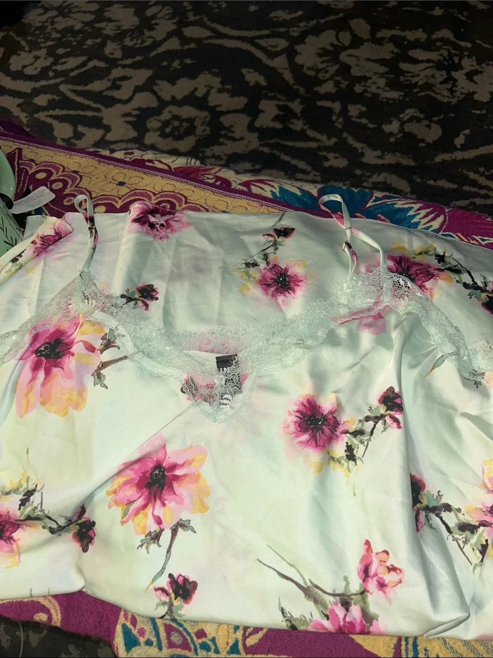 NWT Plus Size Chemise in mint color and floral print by INC by Macys