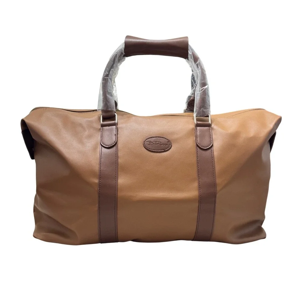 Bella Russo Duffle Travel Bag Unisex Large Tan New Double Handle Zipper‎ Closure