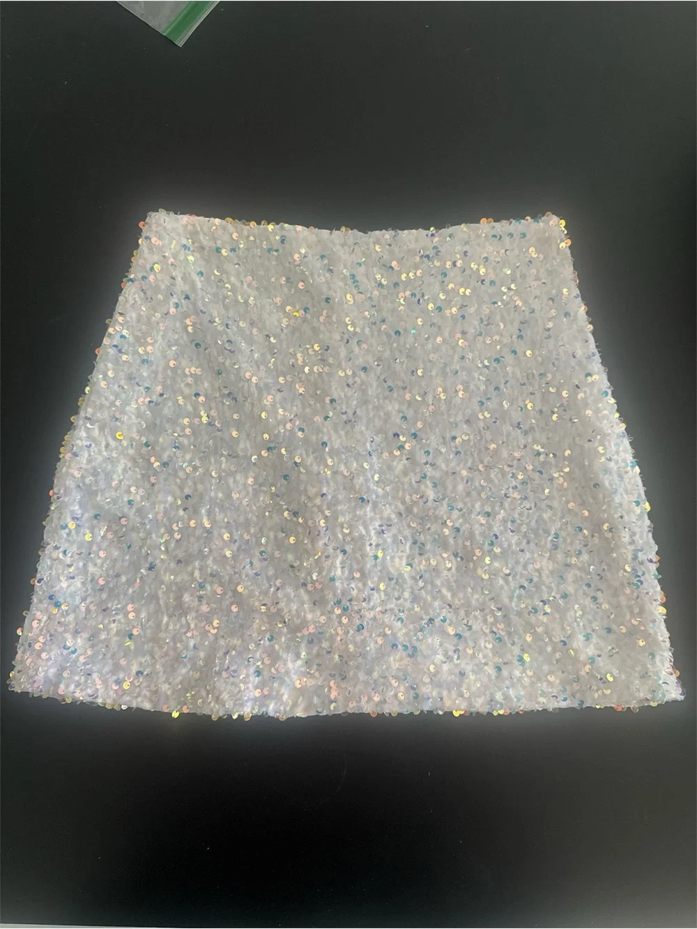 White Sequin Mini Skirt