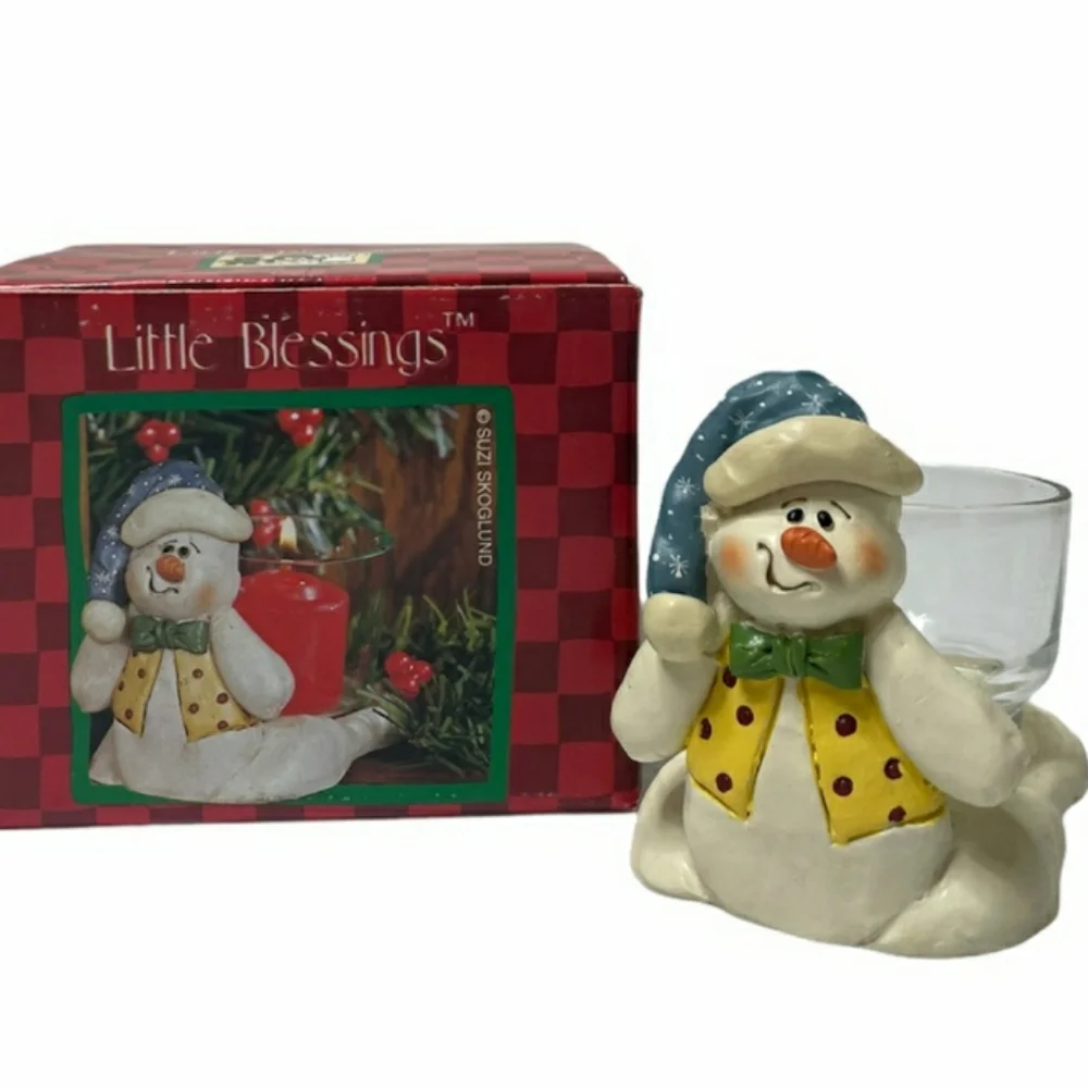 Snowman Candle Holder Little Blessings Decoration Gifts Christmas Ornaments