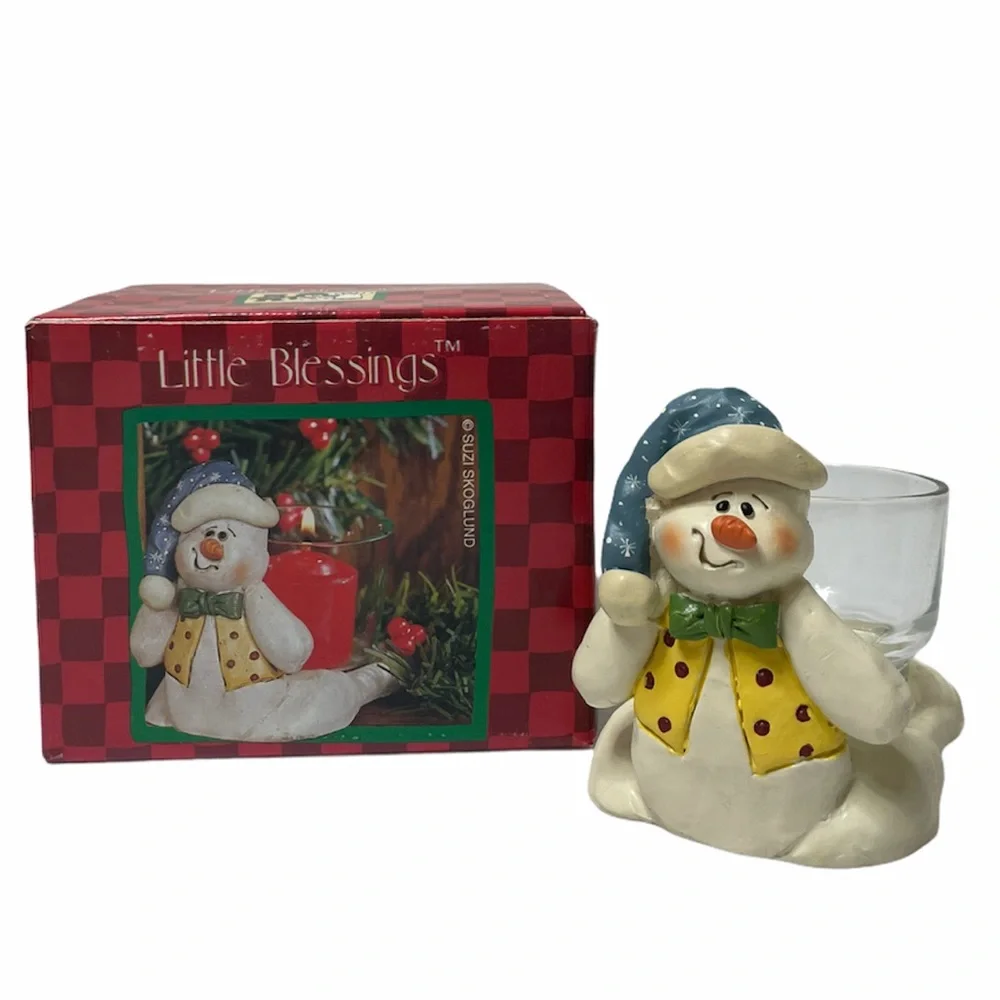 Snowman Candle Holder Little Blessings Decoration Gifts Christmas Ornaments