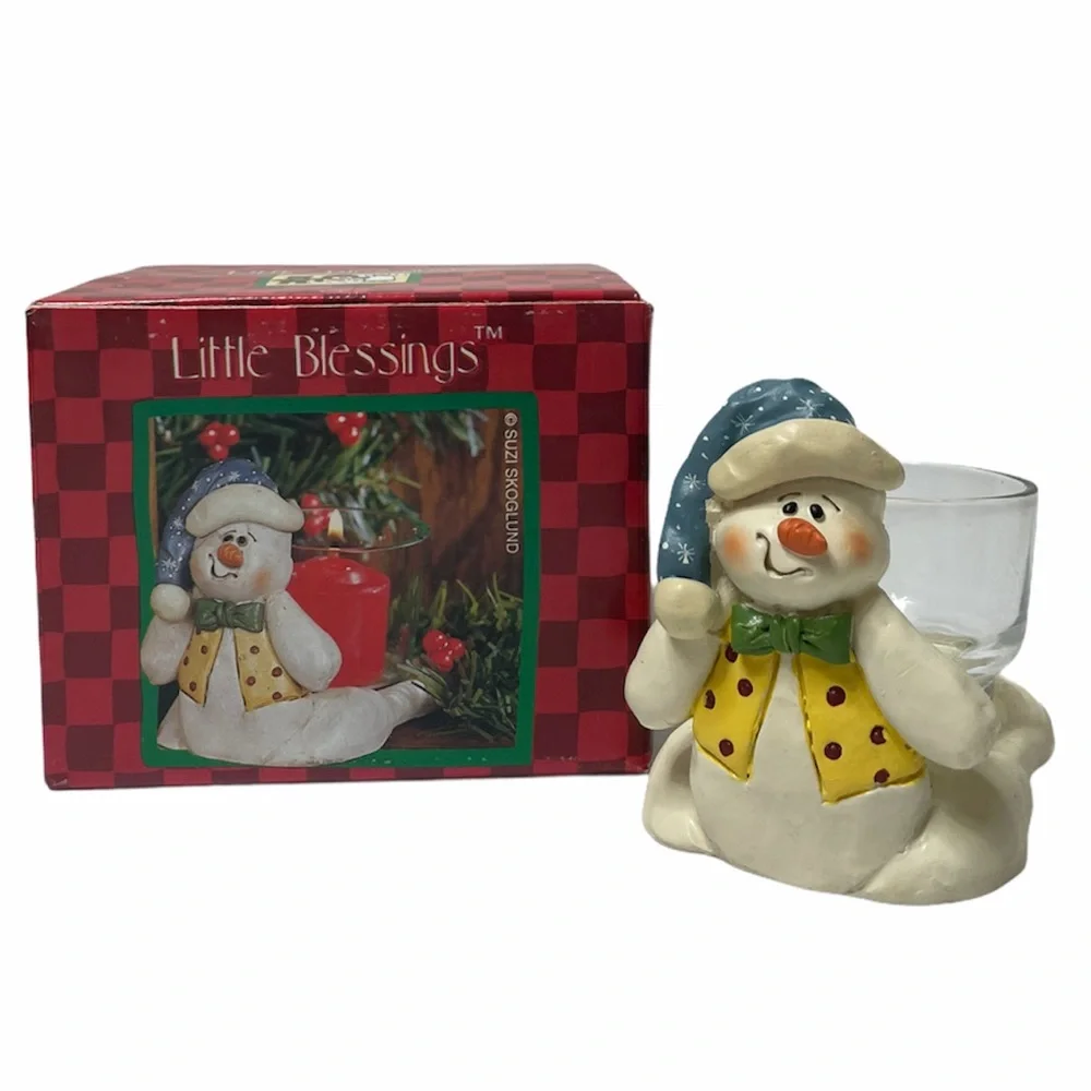 Snowman Candle Holder Little Blessings Decoration Gifts Christmas Ornaments