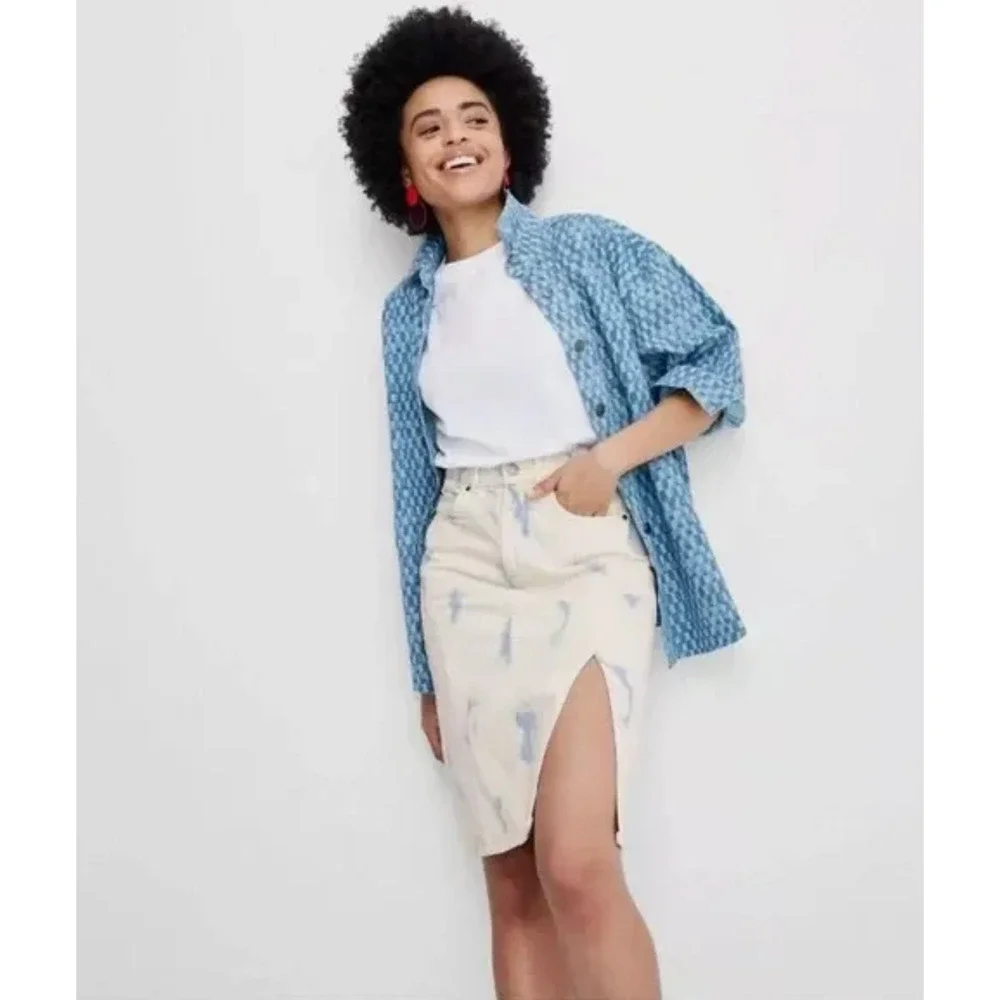 Future Collective‎ with Gabriella Women's High-Rise Midi Denim Skirt Size 4 New