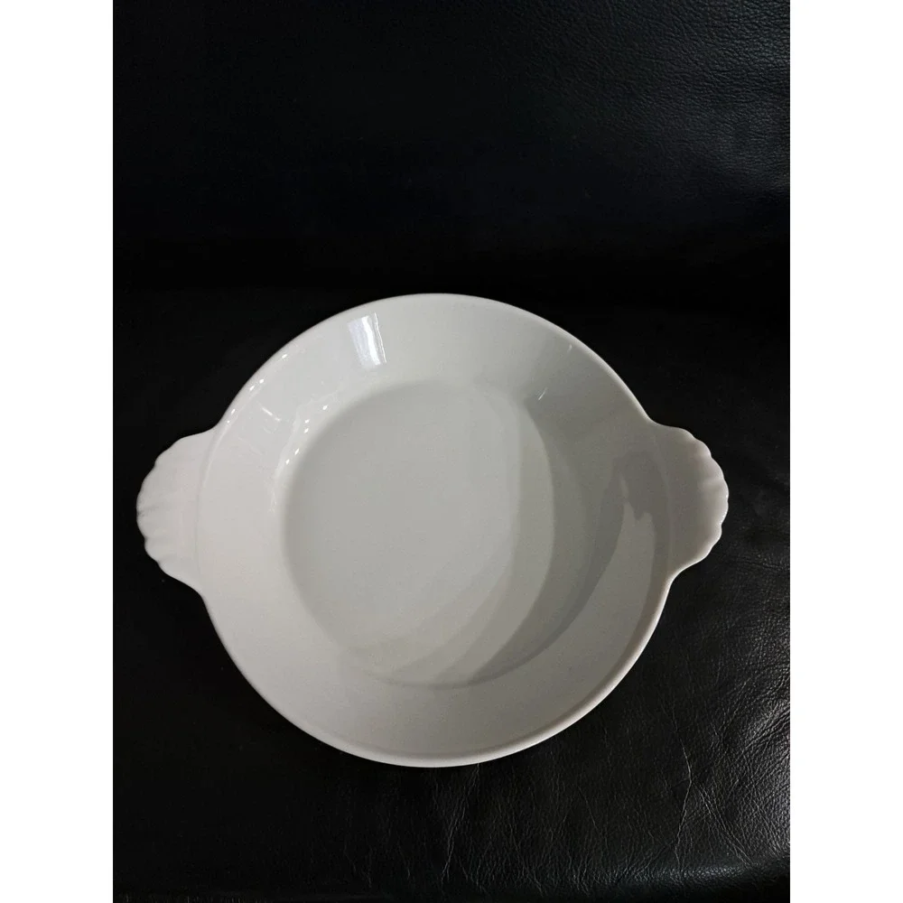 Pillivuyt French Porcelain  Round Au Gratin‎ Oven Dish Set Of 2  EUC