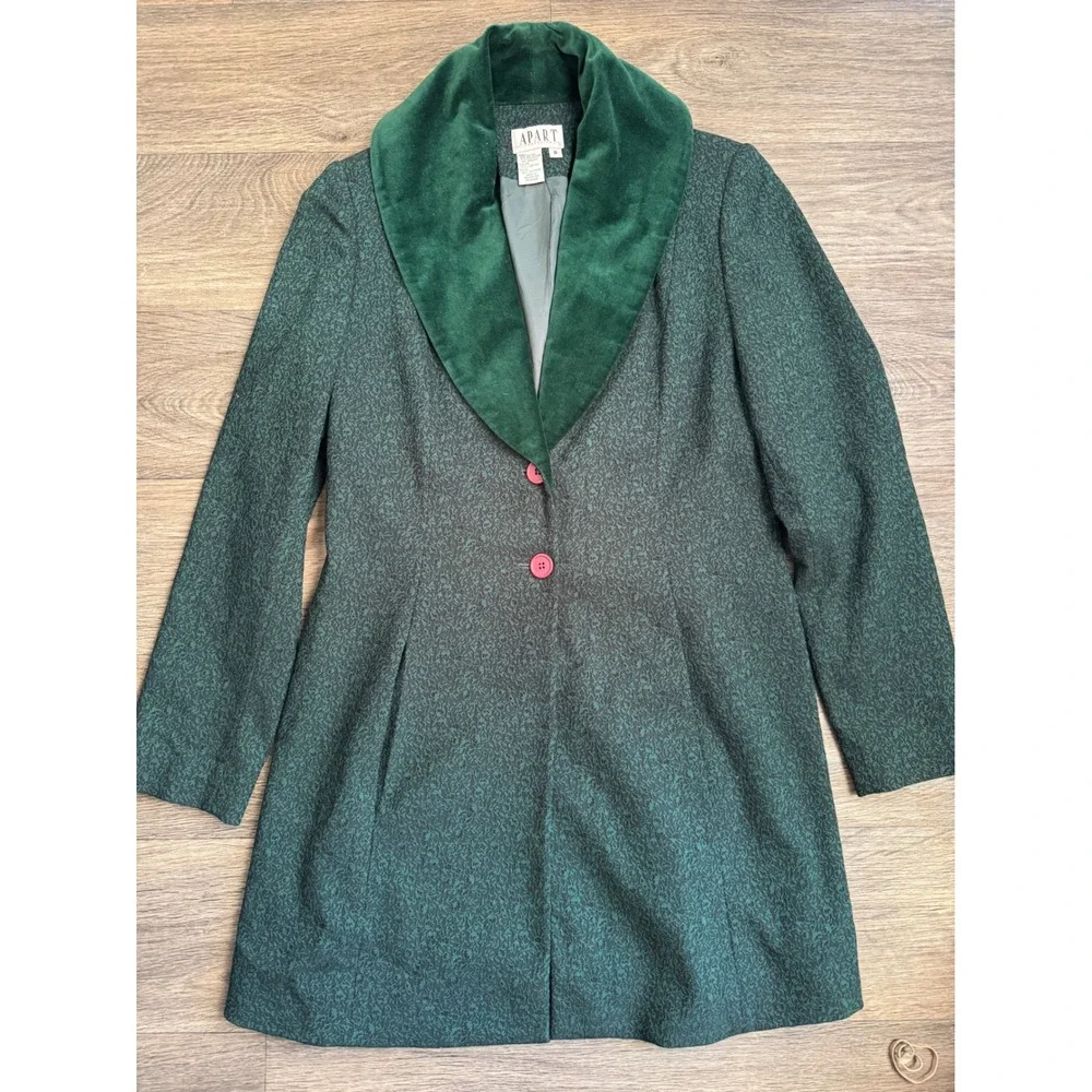 Apart Impressions Vintage Womens Green Dress Coat‎ Long Blazer Size 8