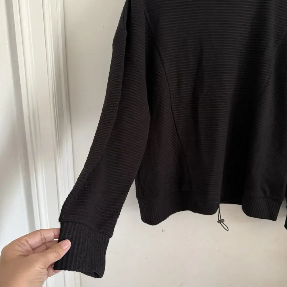 Simply Vera Pullover Stretchy Ribbed Sweater 3/4 Sleeve Black Warm Cozy Cabin XL