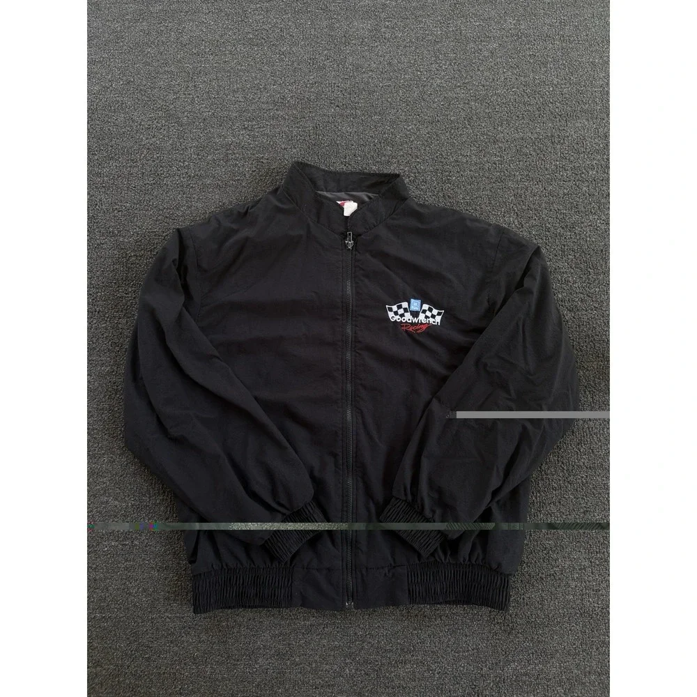 Vintage GM‎ Goodwrench Racing Windbreaker Jacket Black NASCAR 90s USA Made