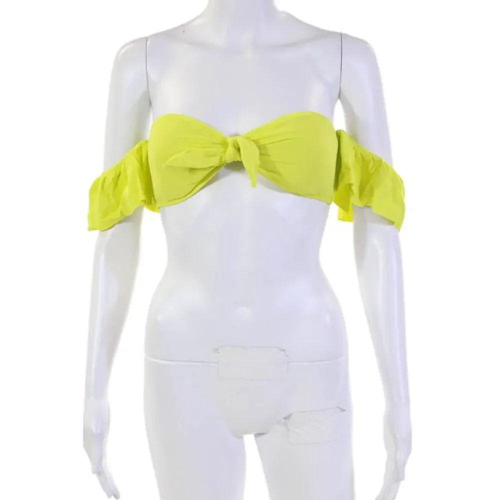 Eberjey Women's Lola Flutter Sleeves Swimsuit Bikini Top Lime Size M
