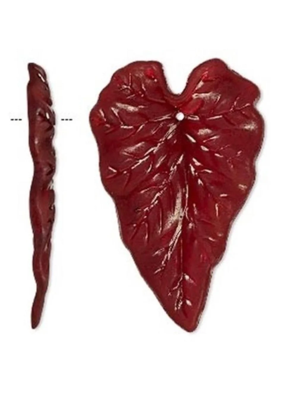 Rich Brown Frosted Acrylic Veined Dimensional Leaf Large 50mm Pendant