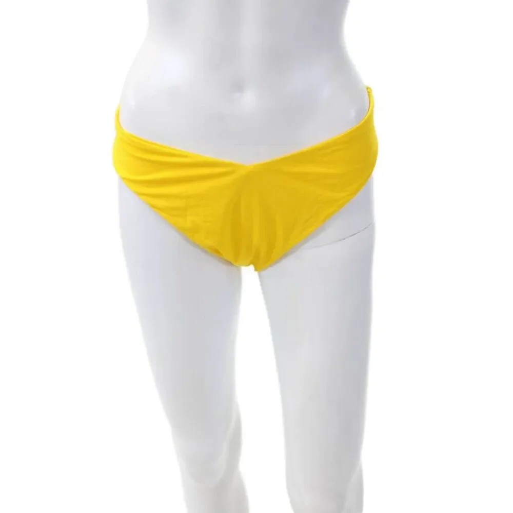 Weworewhat Womens Swimwear Stretch Delilah Bikini Bottom Yellow Size L