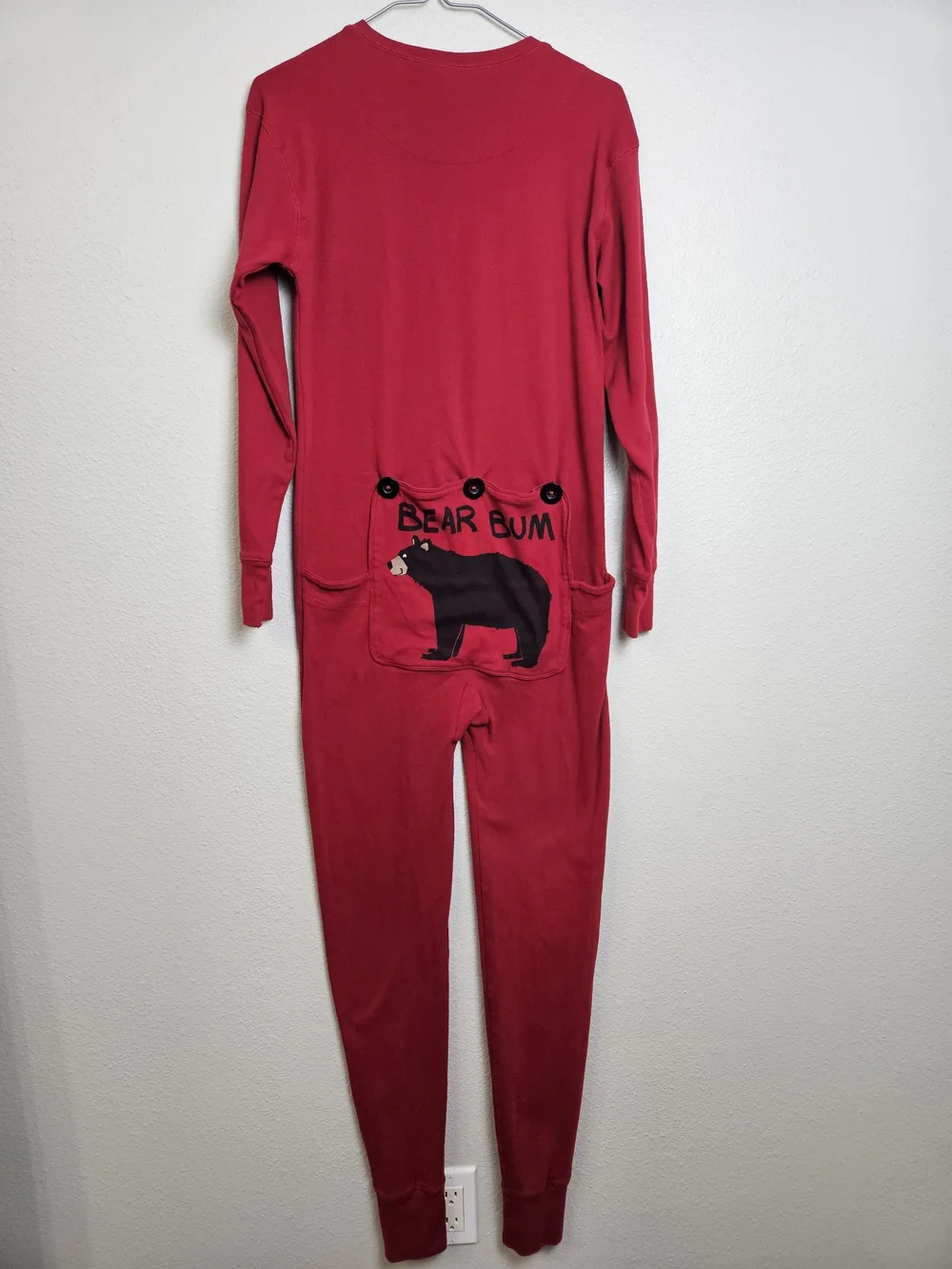 Wild & Cozy Women's Red Long-Sleeve Long John Pajamas XS Bear Bum