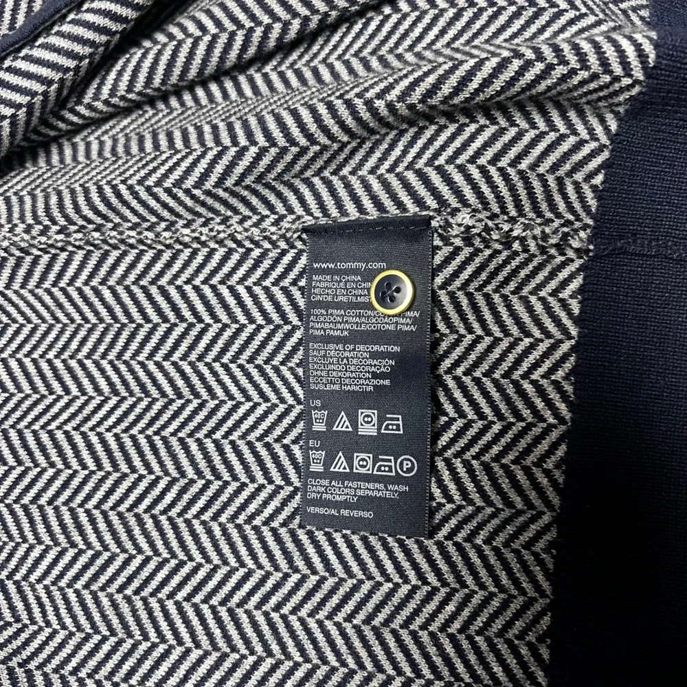 Tommy‎ Hilfiger Womens Pima Cotton Herringbone Cardigan Navy Blue Small