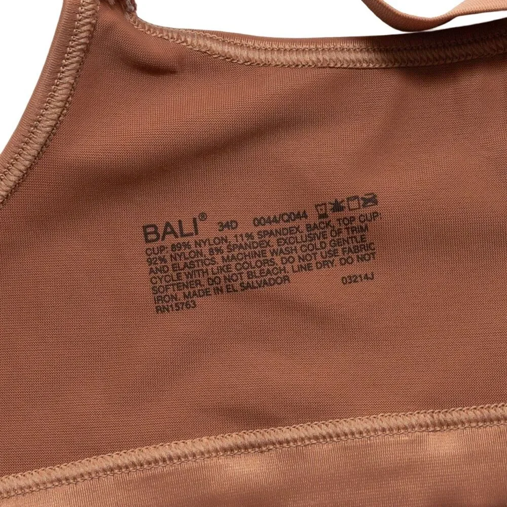 Bali 34D Classic‎ Support Cool Comfort Wirefree Full Coverage Bra DF0044 Brown