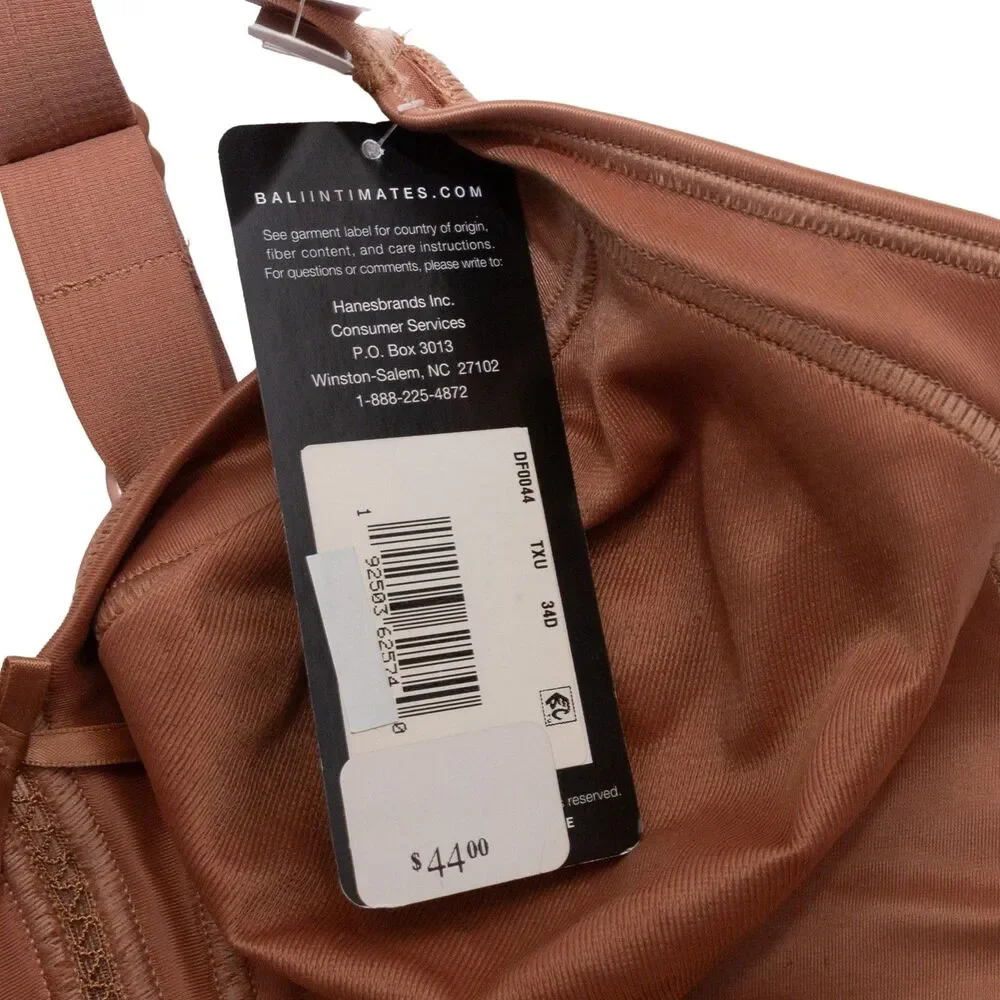Bali 34D Classic‎ Support Cool Comfort Wirefree Full Coverage Bra DF0044 Brown