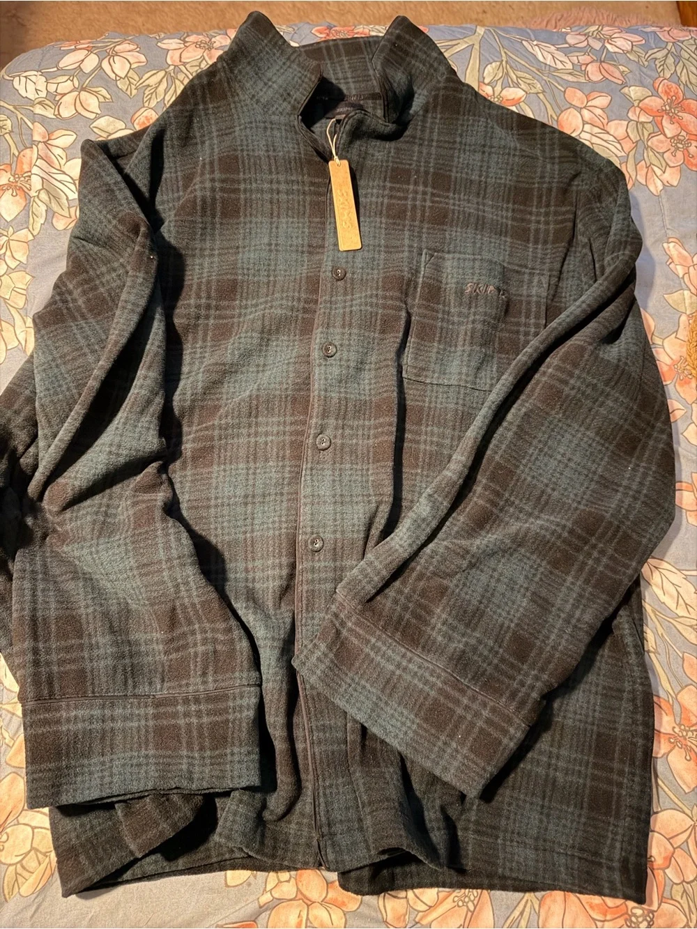 SKIMS Dark Green & Black Plaid Shirt Jacket
