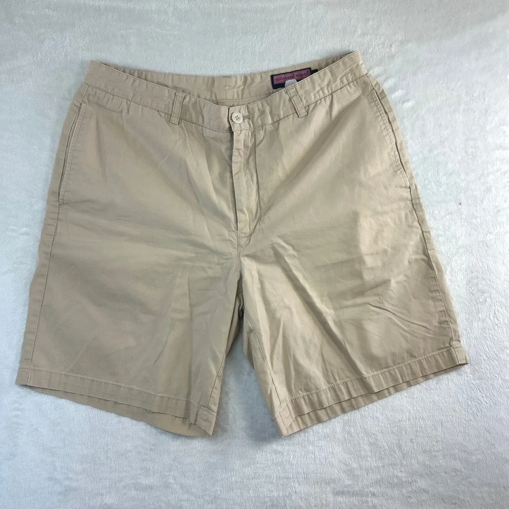 Old Money Vineyard Vines Club Short 35‎ Khaki Cotton Preppy Coastal Hamptons