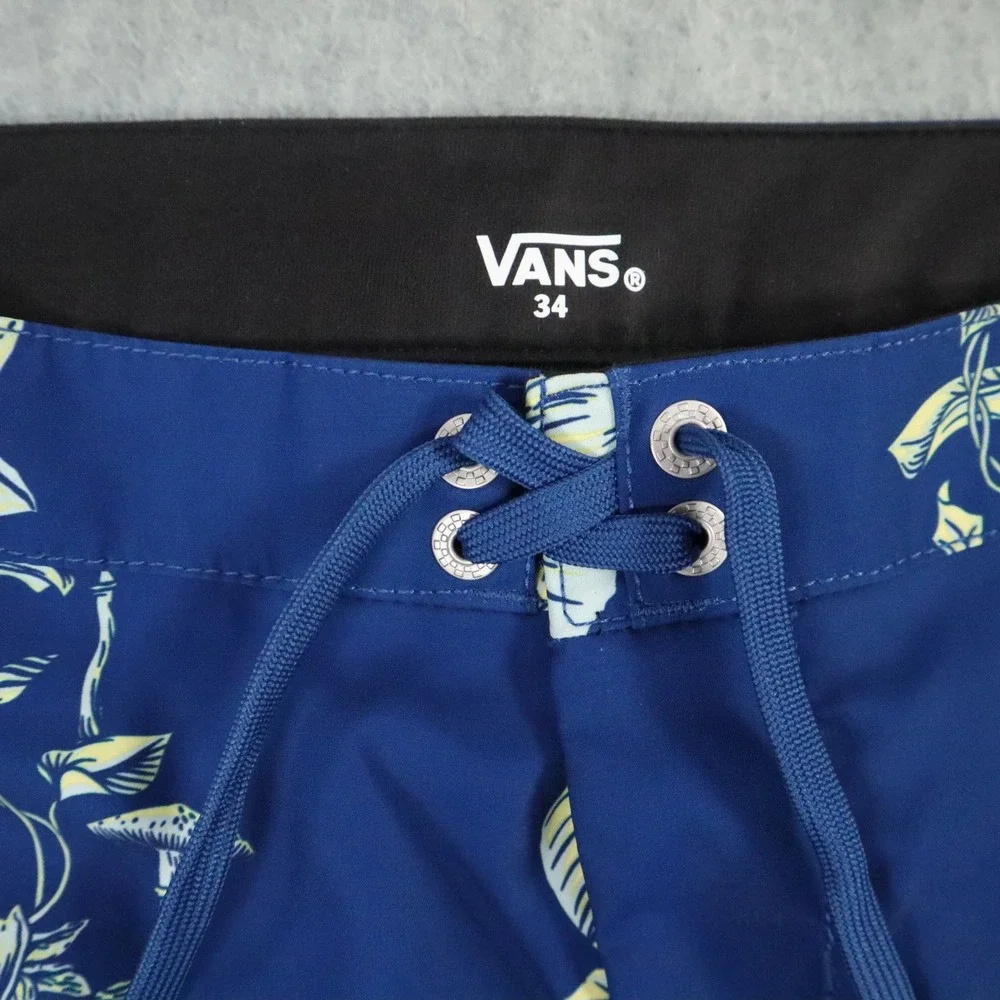 Vans Board Shorts Mens 34 Blue Floral Hummingbird‎ Swim Trunks Surf Beach Summer