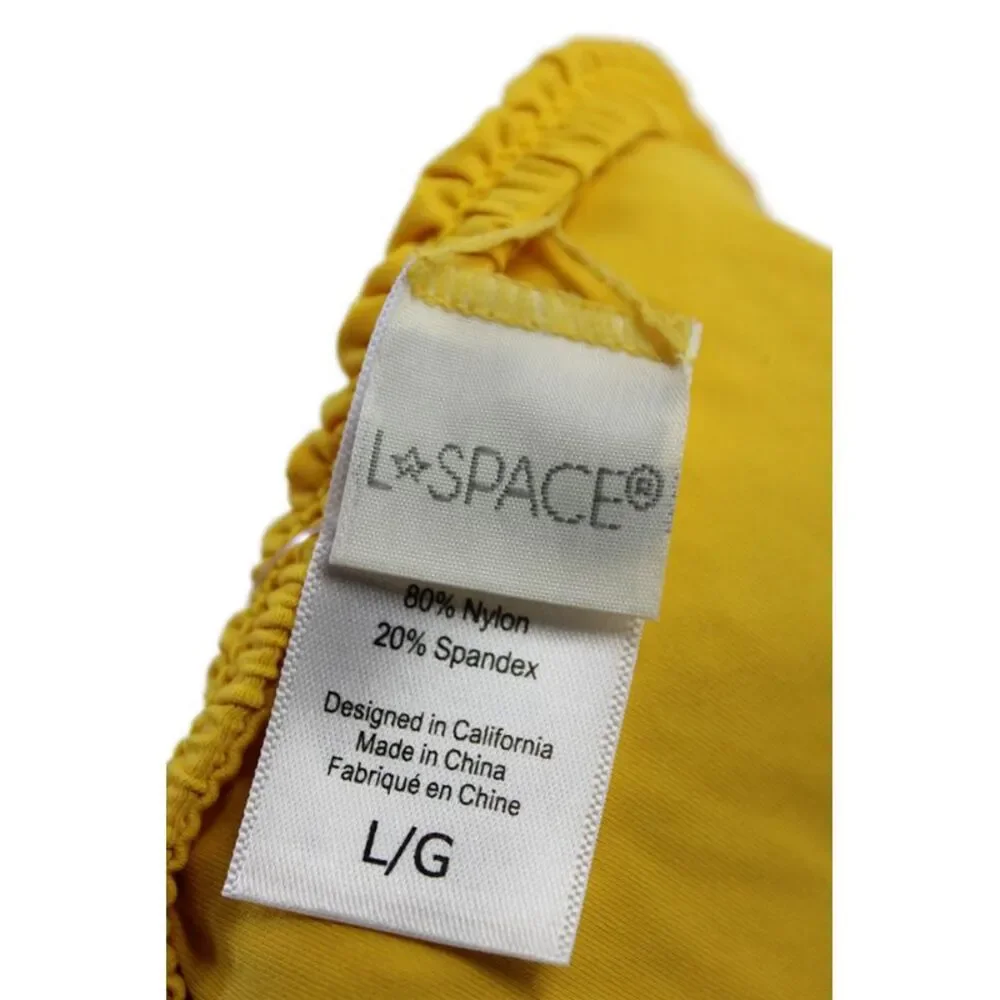 L Space Womens Barlette Bikini Bathing Suit Bottom Marigold Yellow Size Large