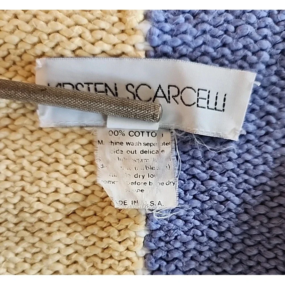 VTG Womens Boxy Pullover Sweater M Roll Neck‎ Pastel Colorblock Cottage Coastal