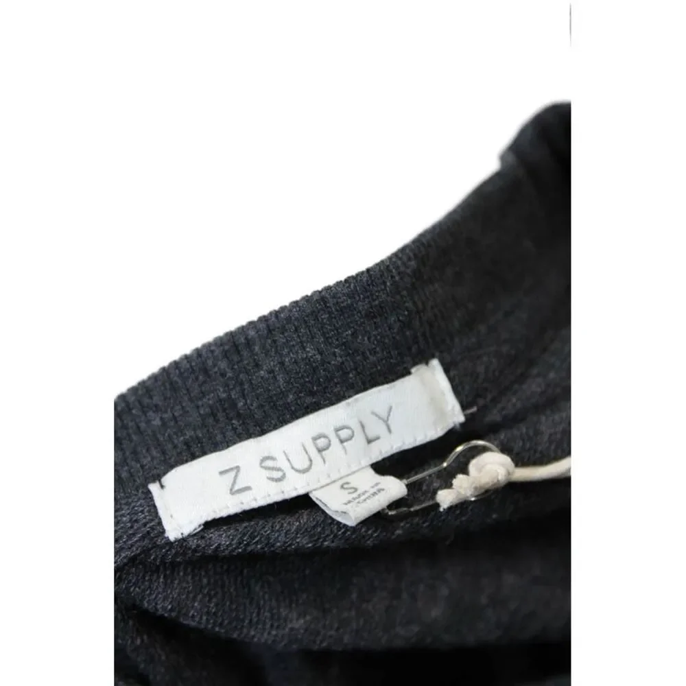 Z Supply Womens Pullover Crew Neck Printed Sweatshirt Gray Cotton Size XS
