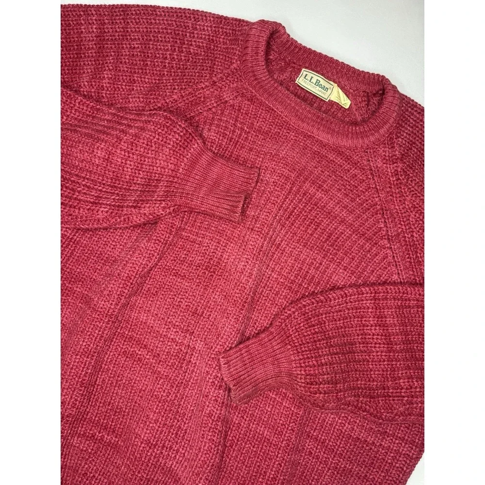 Vintage L.L. Bean Red Crew Neck Cable Knit Sweater‎ XL Tall Heavy Made in USA