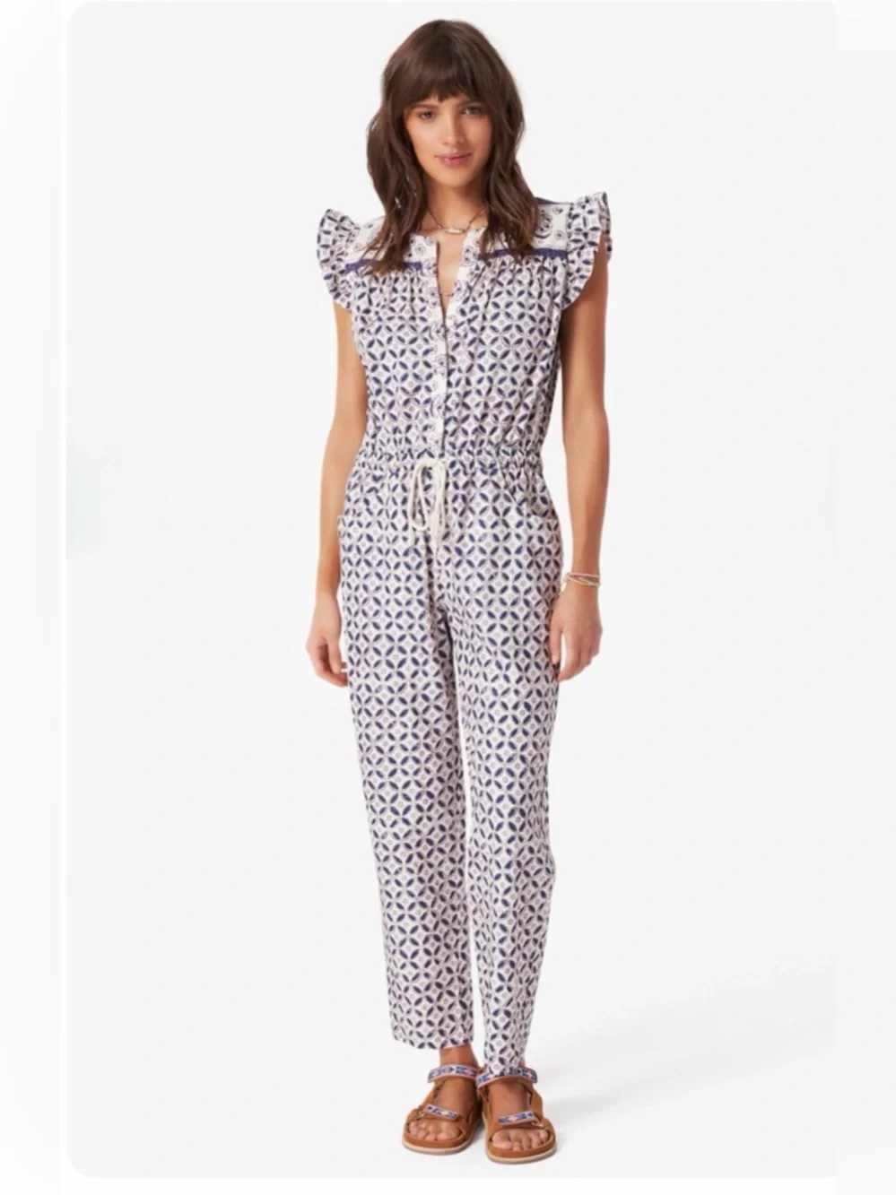 Xirena Liam Sand Castle Jumpsuit Sz M‎ Ruffle Drawstring Pockets EUC MSRP: $338
