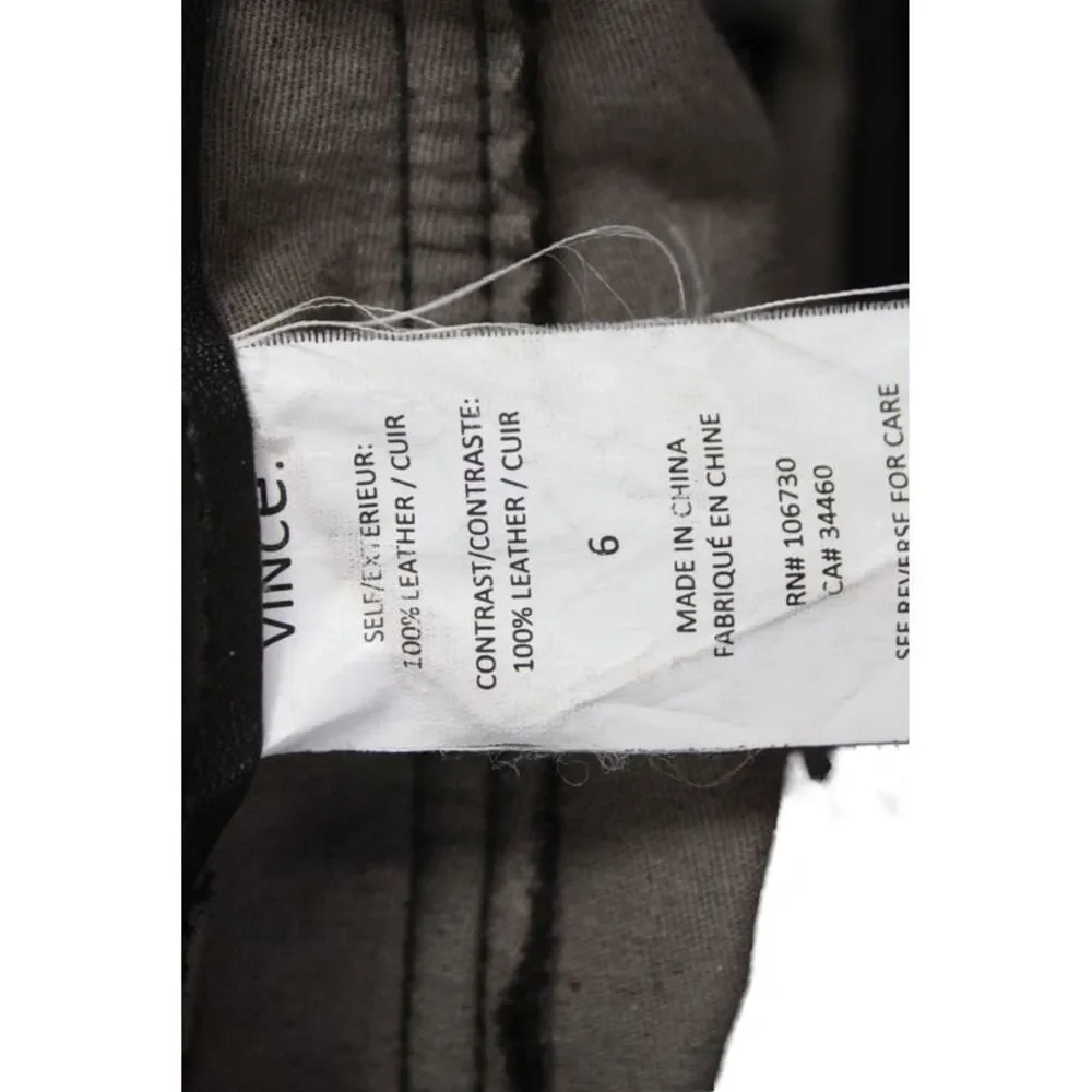 Vince Womens Ankle Leather Pants Brown 32 Inseam Button Closure Size 6