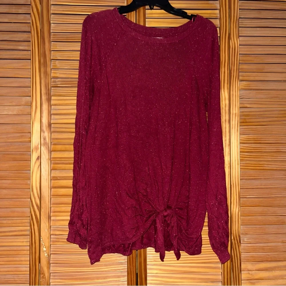 LC Lauren‎ Conrad Long Sleeve Bottom Front Tie Sweater Size Medium