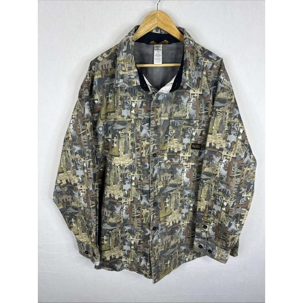 Walls Oilfield Camo‎ Work Shirt Jacket 3XL Industrial Print Chore Coat Canvas