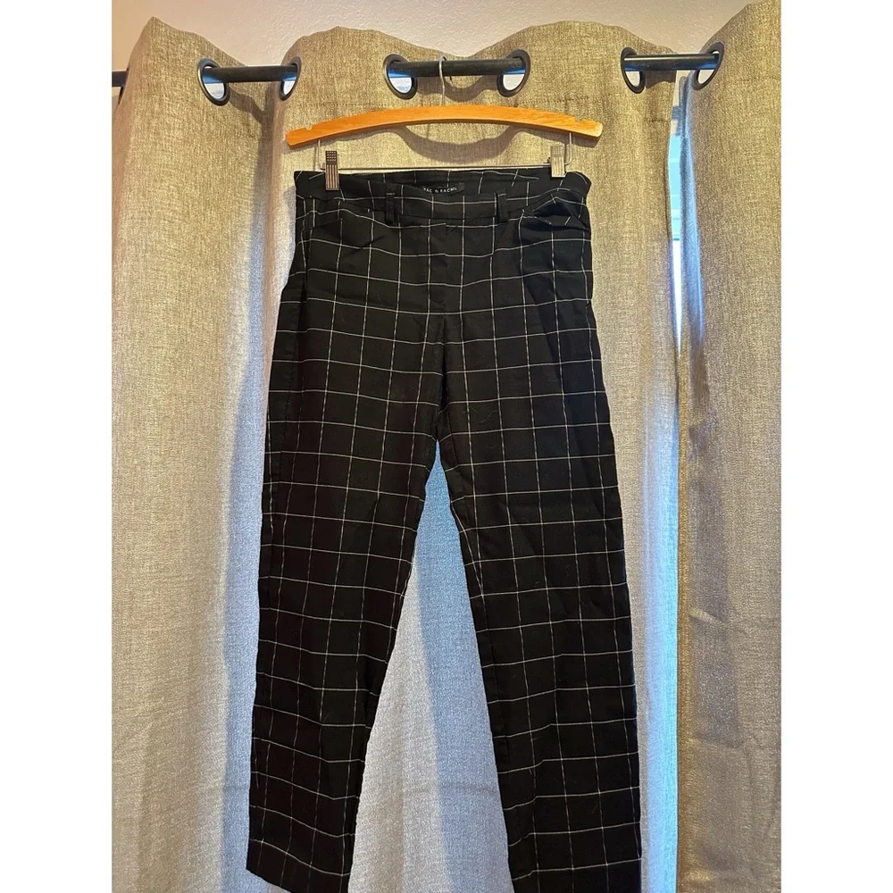 Like New Zac & Rachel Women's Black Grid Pattern Pants