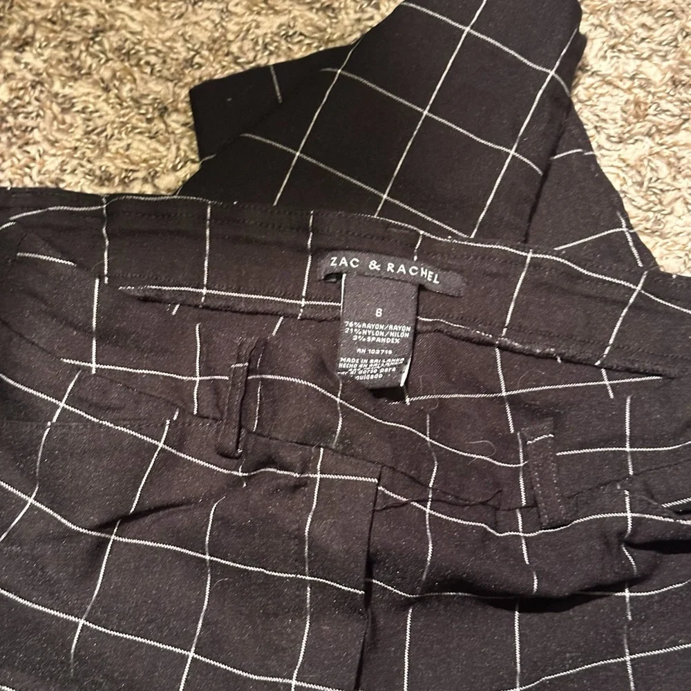 Like New Zac & Rachel Women's Black Grid Pattern Pants